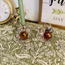 Vintage Glass Cannonball Styled Candle Holders