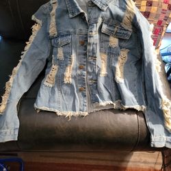 Jean Jacket Size XL $40 Fits Like A Large 