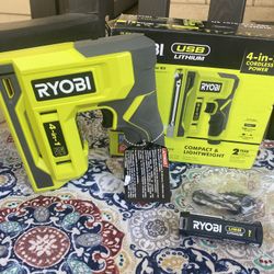Ryobi USB Lithium Cordless Craft 4 in 1 Stapler/ Nailer Kit With 2.0 Ah Battery And Charging Cable