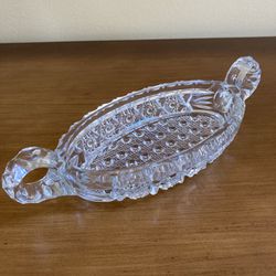 Vintage Cut Crystal Relish/Pickle Dish with Handles