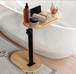 Bamboo Freestanding Bathtub Caddy Stand