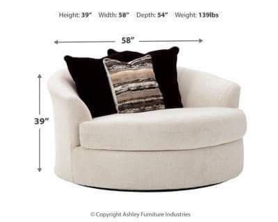 Ashley Cambri Snow Oversized Round Swivel Chair