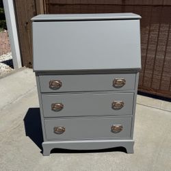 Grey Solid Wood Secretary Desk Dresser PRICE FIRM $200