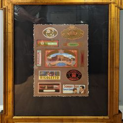 Vintage Cigar Labels in Solid Wood Frame