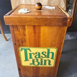 Vintage Rustic Farmhouse Wood Trash Can Bin