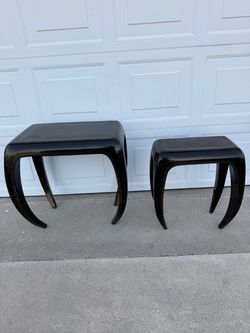 Black & Gold Nesting Tables Set of 2 | Curved Legs