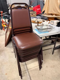 Brown Vinyl Stackable Banquet Chairs – Set