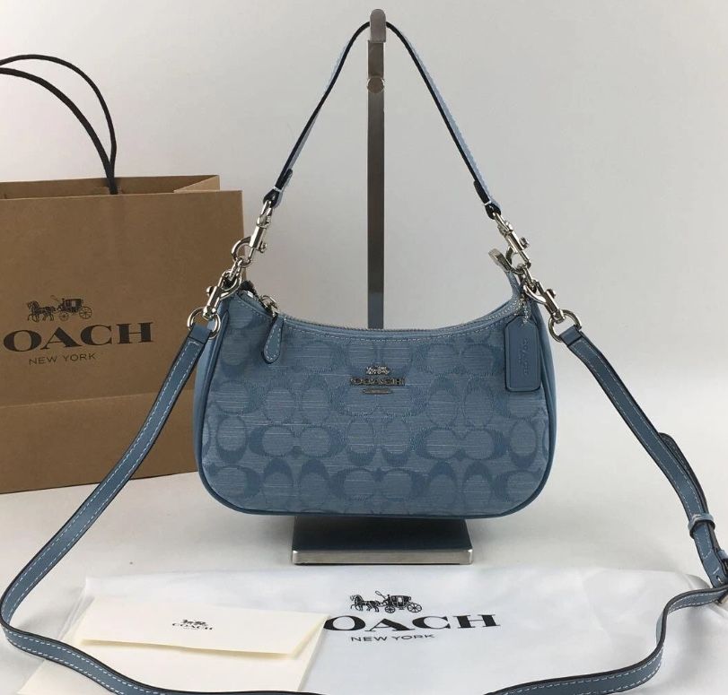 COACH Teri Shoulder Bag Signature Chambray Light Blue CH139 New