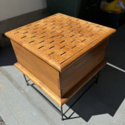 Mid Century Corner Table With Storage