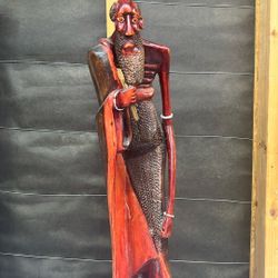 Hand-Carved African Wooden Elder Statue – 32” Tall