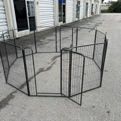 Heavy Duty 11 Panel Metal Dog Pet Animal Containment Fence Pen Enclosure 2 Gate Doors For Outdoor with Ground Stakes! Great condition!  Each Panel 30i