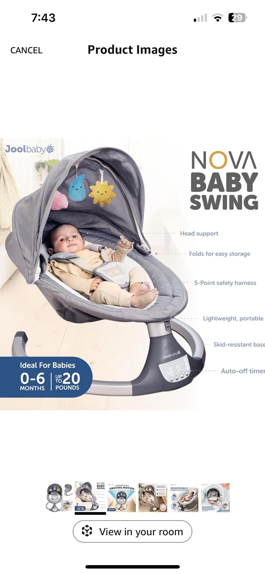 Jool Baby Nova Swing for Newborns