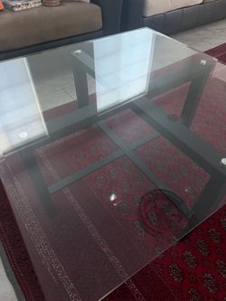 Glass Top Coffee Table with Metal Legs