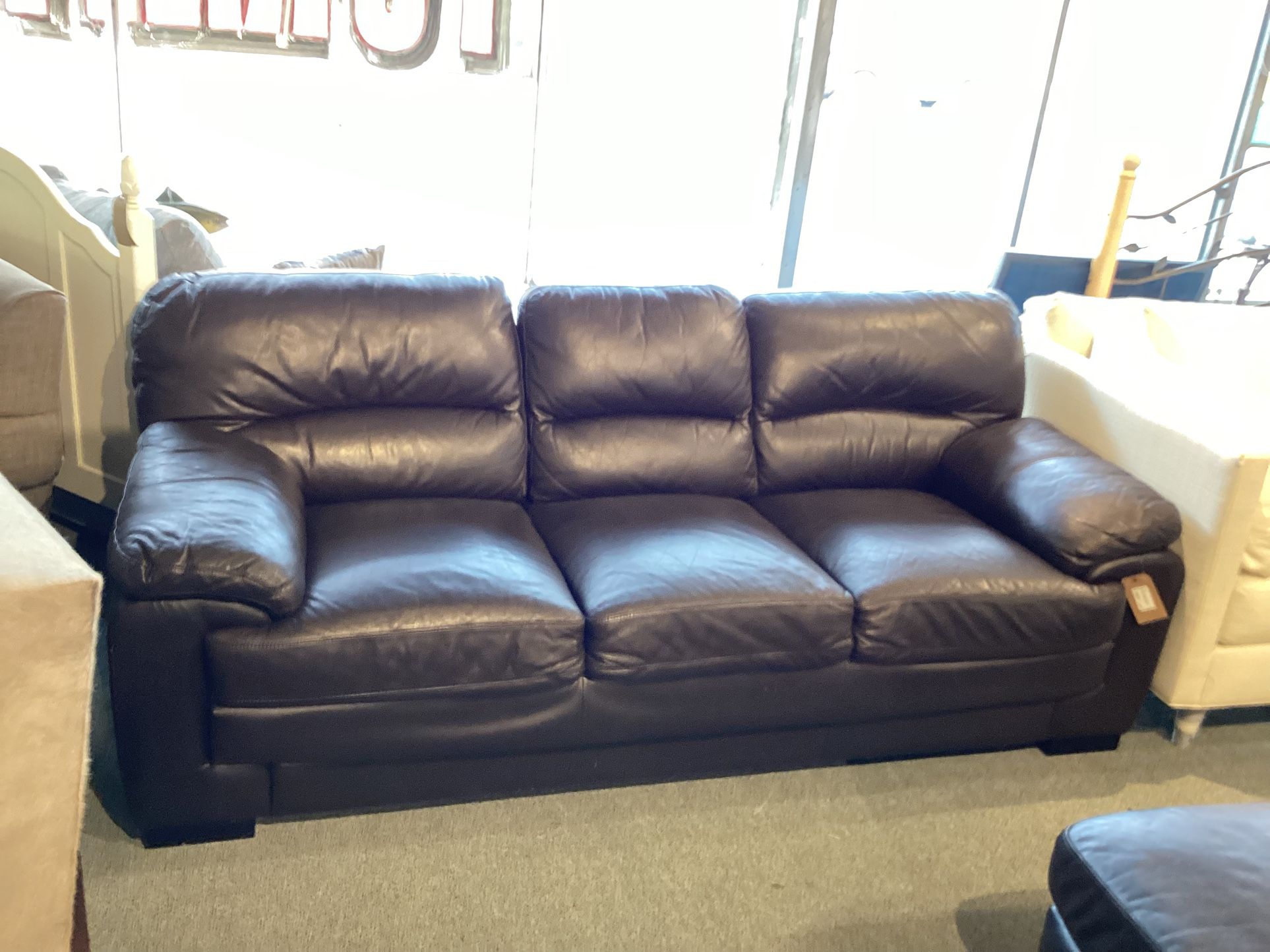 Chocolate Brown Leather Sofa As Is ( Wear & Tear) SKU HXUG6B