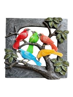 3D colorful bird art birds perched on a tree