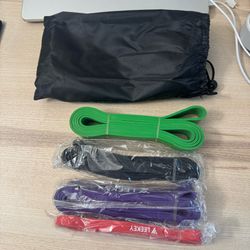 LEEKEY Resistance Bands Set of 4 Never Used + Pouch