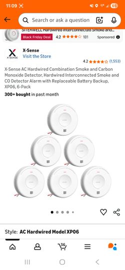 X-Sense AC Hardwired Combination Smoke and Carbon Monoxide Detector, Hardwired Interconnected Smoke and CO Detector Alarm with Replaceable Battery Bac