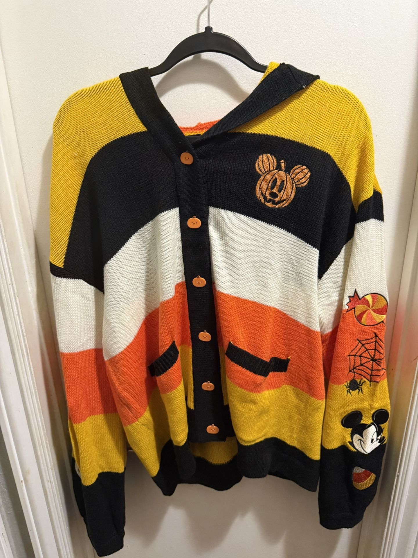 Hot Topic - Her Universe Disney Halloween Mickey Mouse Stripe Girls Hooded Cardigan - Size XL