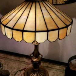 Antique Art Nouveau Tiffany Style Bronze Lamp