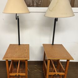 Vintage Side Table with Lamp. Retro Lamp End Table. Refinish Me. $30ea $50 pair. Needs new shade