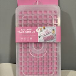 Brand New Cook with Color Pink Mini Ice Cube Tray w/Lid Set of 2 PBA Free Dishwasher safe