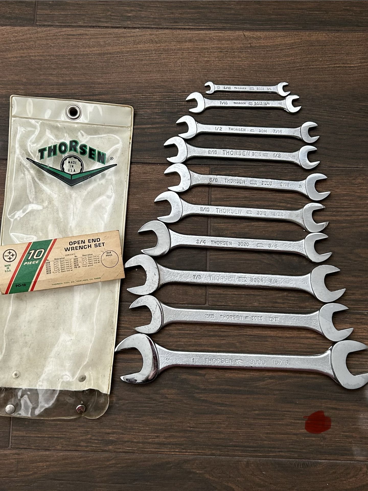 Vintage Thorsen 10pc Open End Wrench Set