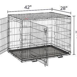 Gently Used 42"x28"x31" Xl'Xxl Dog Crate $60 Up To 90lbs 2 Door Folding Dog Cage, Potty Training Divider, Floor Tray Jaula De Mascota 