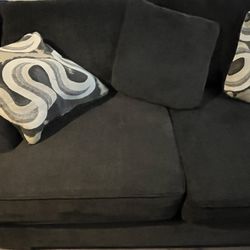 Charcoal Grey Loveseat (small Couch), 3 Decor Pillows