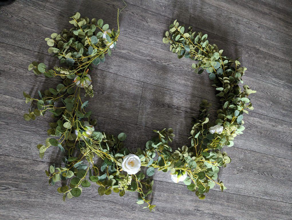 Flower Decor (Wedding or Home) - White Rose Garlands & Wisteria
