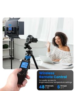 D80 Photography Lighting(Aluminum Alloy Body), 2 Packs LED Video Recording Light with Remote, 45W 3000K-8000K Dimmable Bi-Color Panel Light for Studio