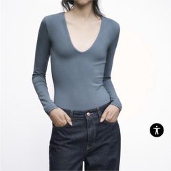 LONG SLEEVE COTTON BODYSUIT BLUE / GRAY 0/2335/642/485/02