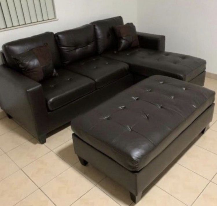 Brand New Bonded Leather Sectional Sofa Couch With Ottoman