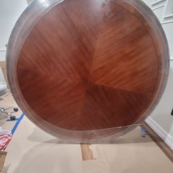 Solid Round Cherry Wood Dining Table Sits 6