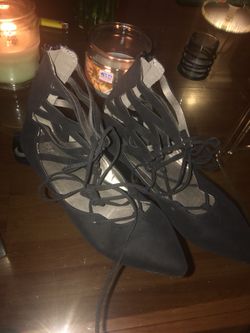 Black lace up flats