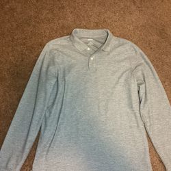 Men’s Grey Long Sleeve Polo Shirt