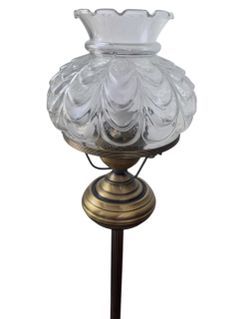 Antique Brass Floor Lamp with Glass Shade