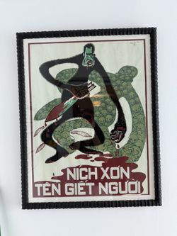 Vietnamese Framed Propaganda Poster With President Nixon 2/3