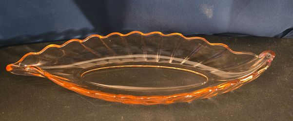 Vintage 12" Marigold Carnival Glass Gondola Bowl - Imperial Pillar & Flute