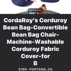 CordaRoy's Corduroy Bean Bag-Convertible Bean Bag Chair-Machine-Washable Corduroy Fabric Cover-for B