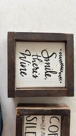 Smile There's Wine Rustic Wood Sign