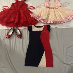 Party Dress Size4/6 (.  From 2 Year  To 4 Year Girls)Each 15 Dollars And Shoes Size -13 