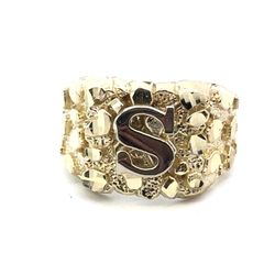 Men’s 10k Yellow Gold Nugget S Initial Ring Size 11 GP3116297