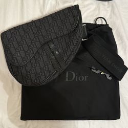 CHRISTIAN DIOR Saddle Oblique Jacquard Crossbody Bag Black