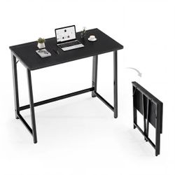 CONCETTA Small Folding Desk 31.5", Space Saving Workstation, Portable Computer Table for Small Home Office & RV, Easy Set Up, Black
