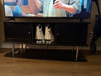 Black TV Stand with Cabinet Doors