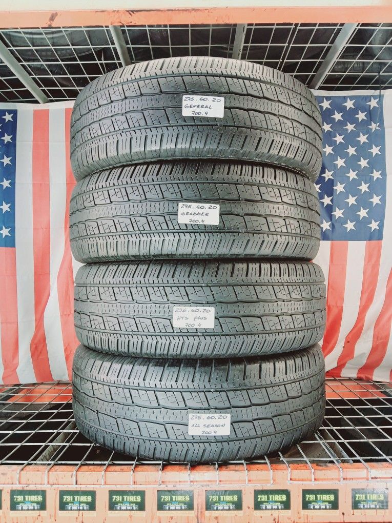 P275/60R20 GENERAL GRABBER HTS MADE IN U.S.A. 275/60R20 TRUCK/SUV USED TIRES 275 60 20
