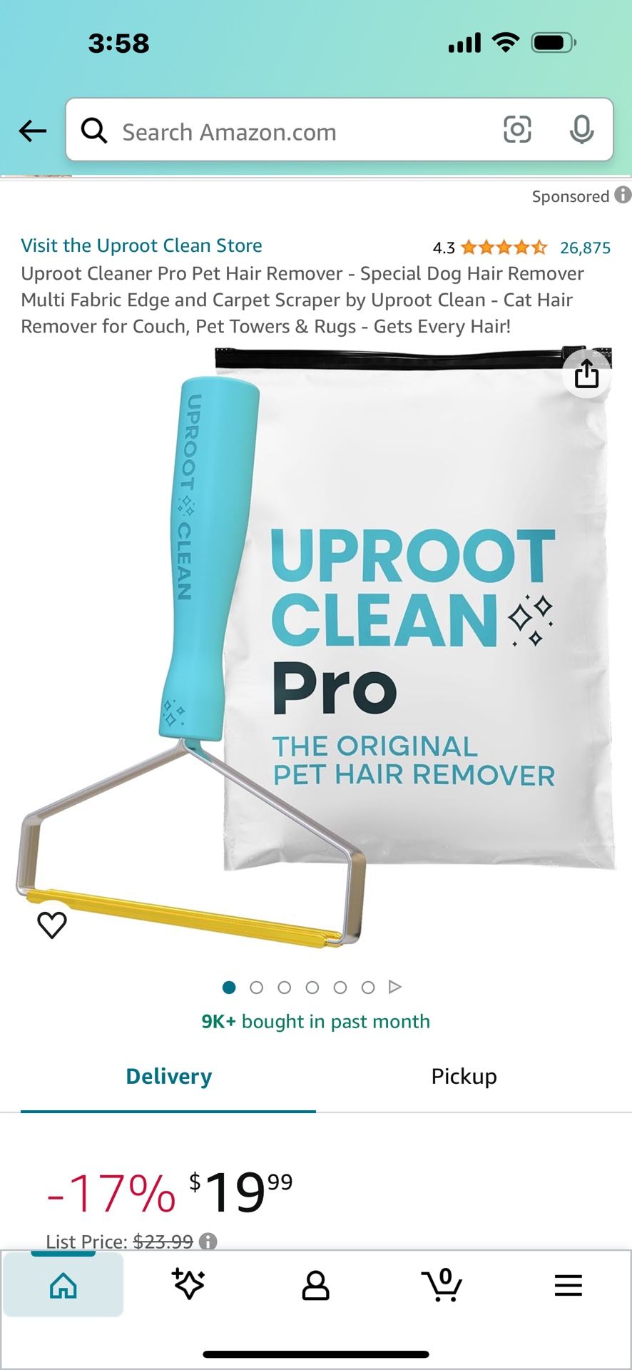Uproot Cleaner Pro Pet Hair Remover - Special Dog Hair Remover Multi Fabric Edge and Carpet Scraper by Uproot Clean - Cat Hair Remover for Couch, Pet