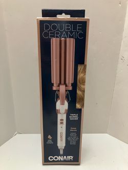 CONAIR Double Ceramic 3 Barrel Curling Iron Deep Hair Waves 30 Heat Sett AutoOff