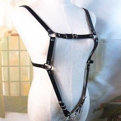 Leather Harness: Body Chest Harness Punk Adjustable Leathe Sir Belt with Buckles Rings for Men or Women.