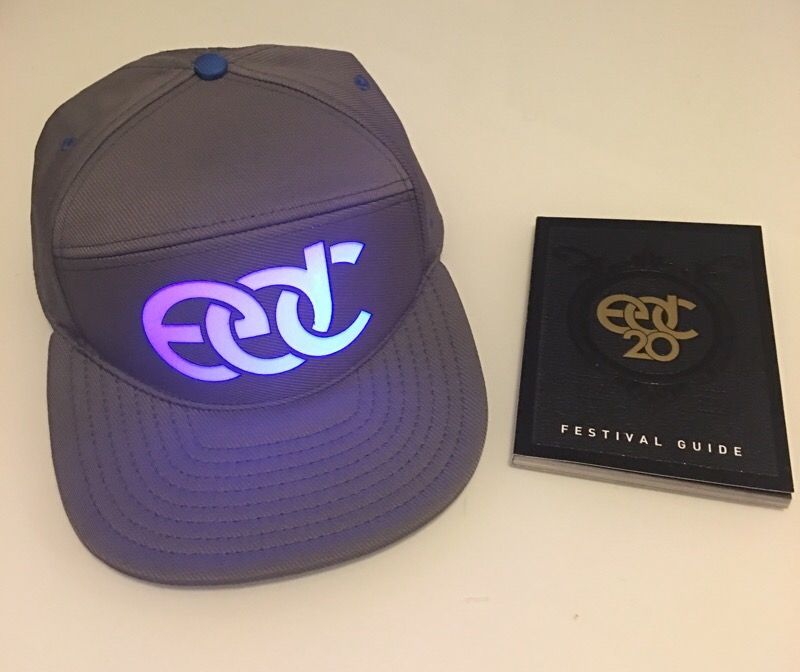 LED light-up EDC 20th anniversary hat and festival guide